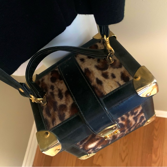 Leopard Print & Leather with Copper Colour Accent Purse - Picture 6 of 10